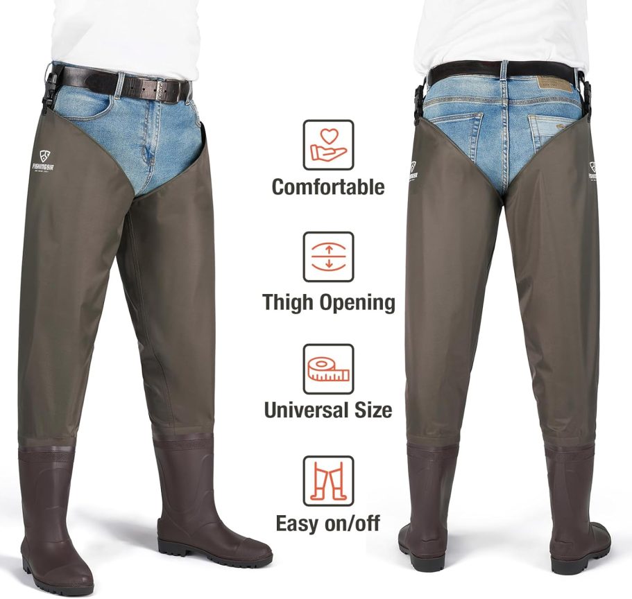 Hip Waders Waterproof Hip Boots Cleated 2-Ply Nylon/PVC Fishing Hip Wader - Image 5
